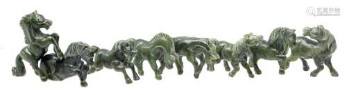 8 jade figurines of horses