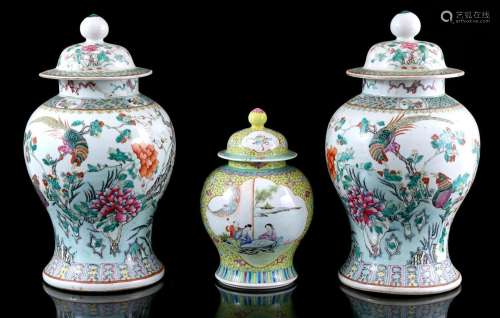 3 porcelain Famille Verte vases