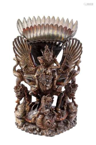 Wooden richly decorated Garuda