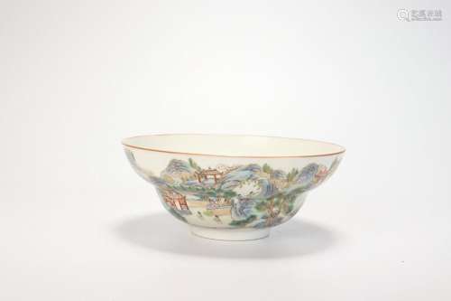 Un bol en porcelaine rose de la dynastie Qing, décoré de per...