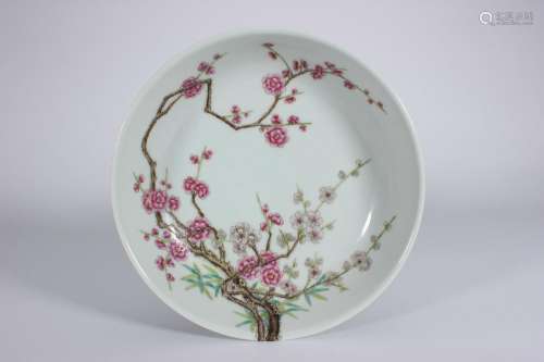 Plat rose et floral, dynastie Qing, Qianlong