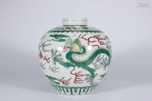 Jarre à dragon peinte de la période Qianlong