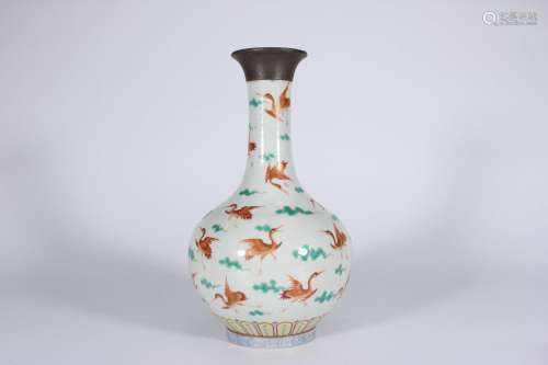 Vase rose et floral, Jiaqing, dynastie Qing