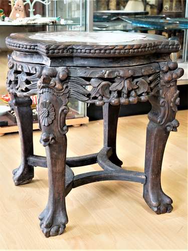 19th Century Chinese Rosewood and Marble Inset Low Table or ...