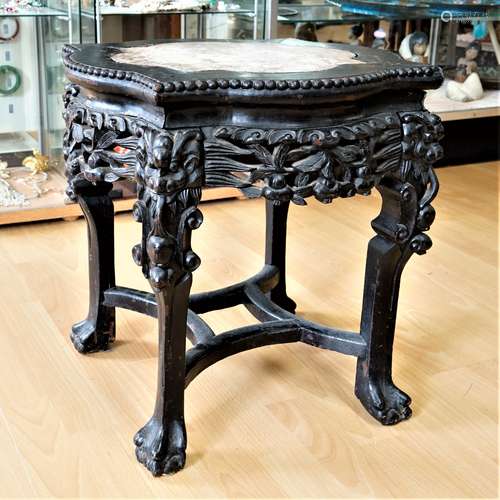 19th Century Chinese Rosewood and Marble Inset Low Table or ...