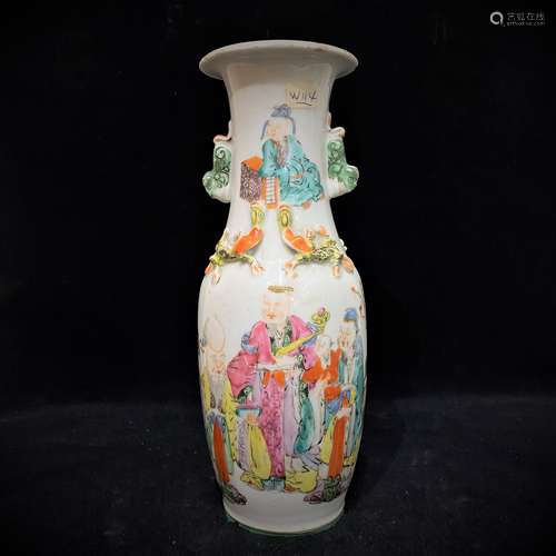 A Famille Rose Porcelain Baluster Vase