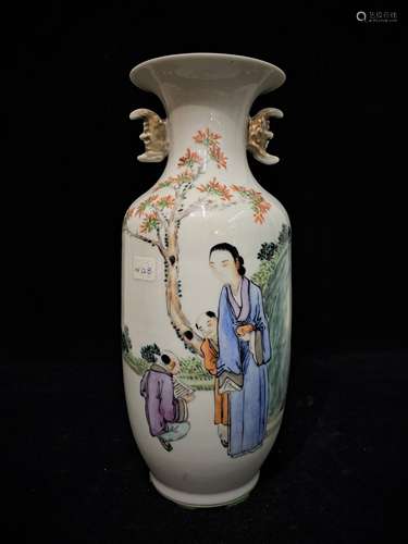 A Famille Rose Porcelain Baluster Vase