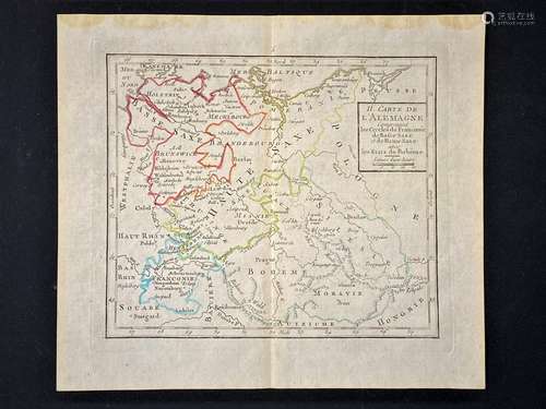 1810 Published,Ancient Germany regions map,by Auguste Delala...