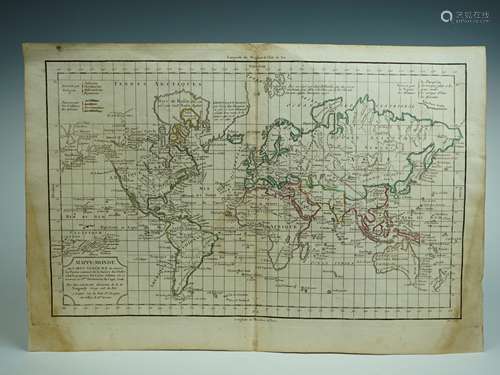 World Map 1794 edition by Robert de Vaugondy/Delamsrche, fro...