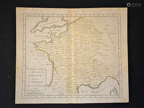 1810 Published,Ancient France department map,by Auguste Dela...