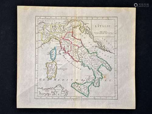 1810 Published,Ancient Italy map,by Auguste Delalain