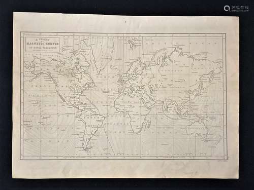 1846 From 'Black's General, Atlas',Ancient magnetic curves m...