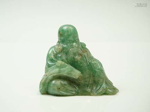 Qing Dynasty Carved Celadon Jade Sculpture of Shou Lao