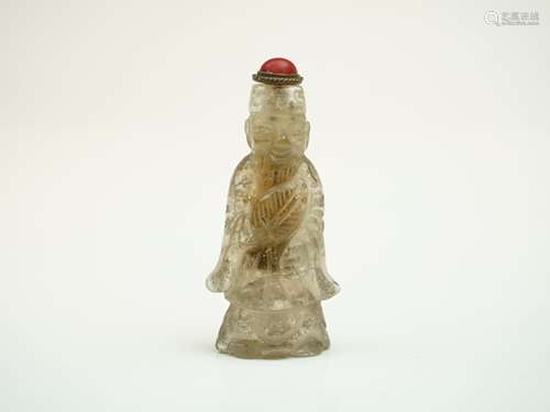 A NATURAL CRYSTAL FIGURE SNUFF BOTTLE