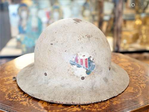 WW2 WWII Era Civil Defense Air Raid Warden Metal Helmet Orig...