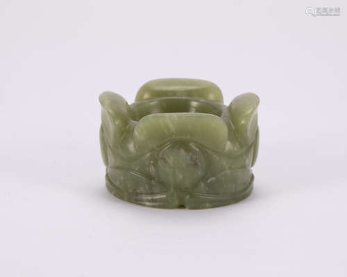 A PALE GREENISH-WHITE JADE HONGSHAN  JADE CONG