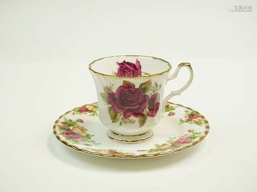 Queen's Pink Cabbage Rose Tea Cup & Saucer