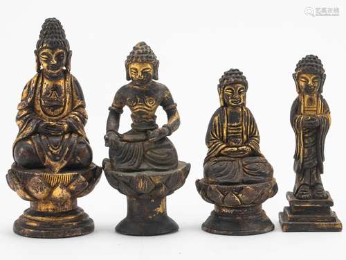 Lot Of  Gilt Bronze Miniature Buddhist Figures-Liao Dynasty