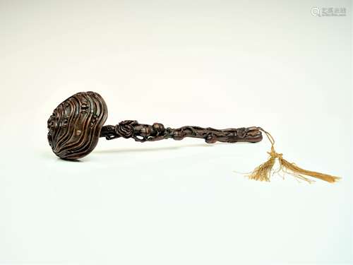 QING DYNASTY BAMBOO CARVED 'FUSHOU' RUYI SCEPTER