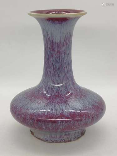 A Flambe-Glazed Bottle Vase-Qing Dynasty