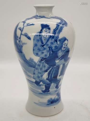 A blue and white ' figure' porcelain vase- Qing Dynasty