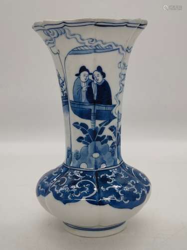 A Chinese Porcelain Blue And White Vase-Qing Dynasty