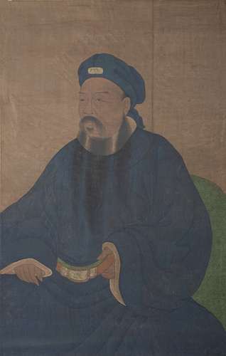 清代 高仕 無款絹本 鏡片