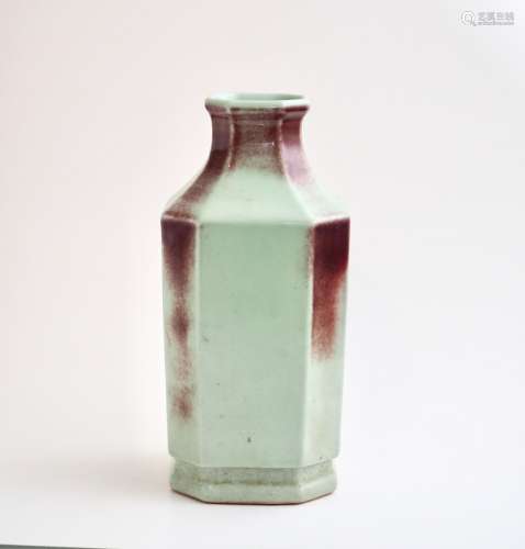 A Chinese jun glazed faceted octagonal vase, Qianlong mark, ...