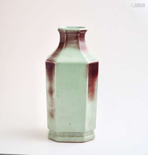 A Chinese jun glazed faceted octagonal vase, Qianlong mark, ...