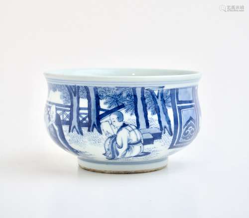 A Chinese blue and white 'Daoists' censer, Transitional/Kang...