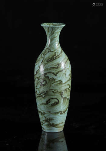 A Chinese turquoise glazed 'Faux marble' willow-shaped liuye...