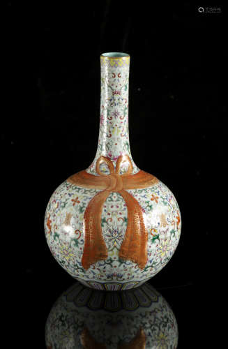 A Chinese famille rose 'Lotus scrolls' bottle vase, Qianlong...
