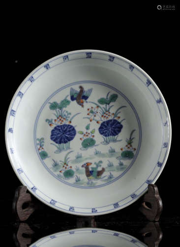A Chinese doucai 'Ducks in a pond' plate, Daoguang mark, dia...