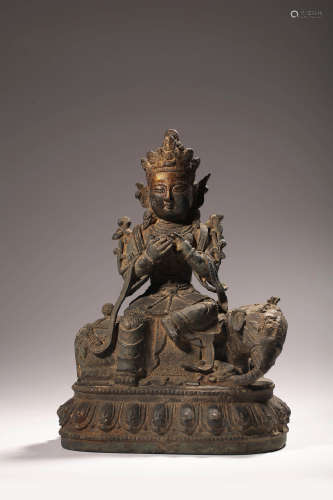 A Chinese bronze figure of Samantabhadra Bodhisattva, presum...