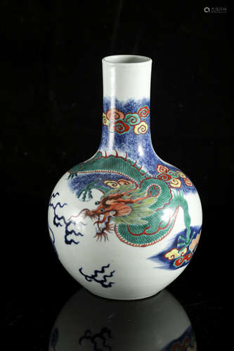 A Chinese doucai 'Dragon' tianqiuping bottle vase, Qianlong ...