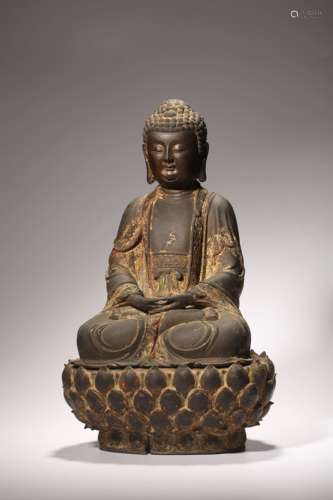 A Chinese gilt bronze figure of Shakyamuni Buddha, Ming