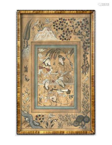 Miniature persane dans le style Safavide, Scène de dive