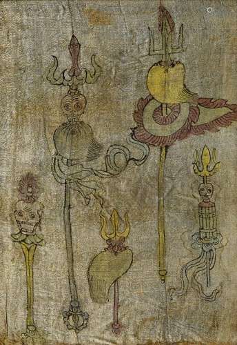 TIBET - Début du XXe siècle.
Peinture sur soie représen