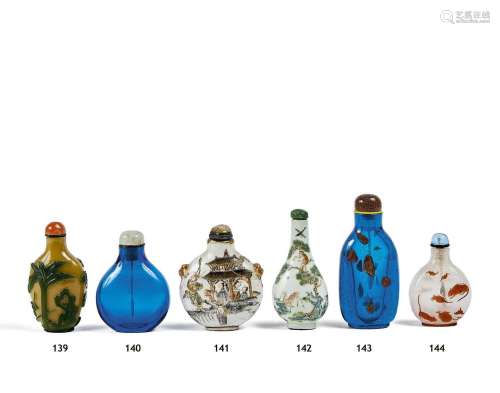 CHINE - 1780-1850
Flacon tabatière en verre décoré en o