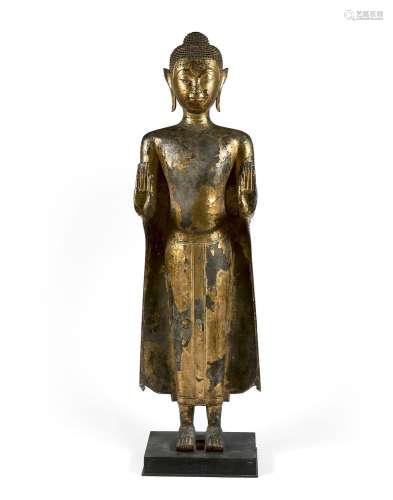 THAILANDE - XVIe siècle
Statue de Bouddha en bronze laq