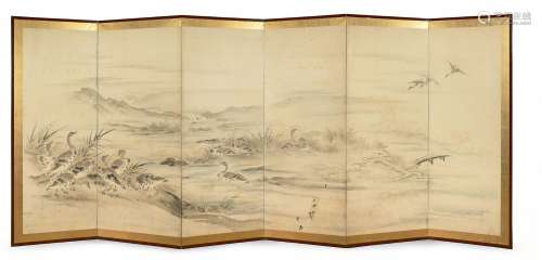 JAPON - Époque Edo (1603-1868), XIXe siècle
Paravent à