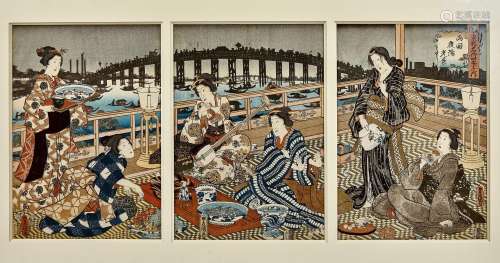 Utagawa Kunisada (Toyokuni III) (1786-1865)
Triptyque o