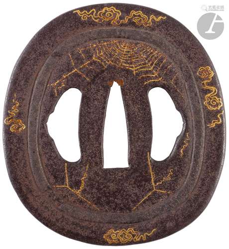 Tsuba en fer, école Higo, Japon, milieu de l’époque Edo (16