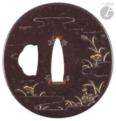 Tsuba en fer, Japon, époque Edo, XIXe siècle<br />
De forme ...