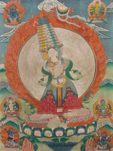 Thangka représentant Avalokiteshvara au parasol blanc, Tibet