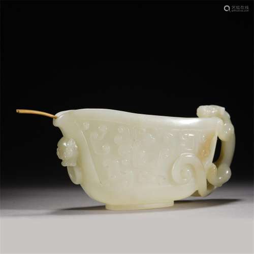A WHITE JADE CARVED CHILONG BRUSH WASHER,QING