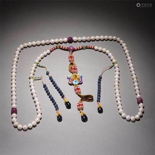 A CHINESE IMPERIAL PEARL ROSARY,QING