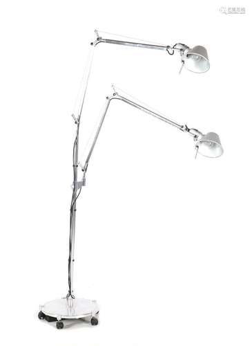 Polished aluminum floor lamp