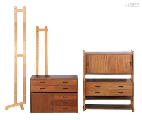 Teak veneer wall unit