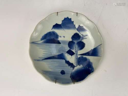 A Blue and White Landscape Porcelain Plate